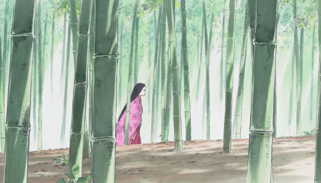 La principessa splendente in una scena del film La storia della principessa splendente (2013) diretto da Isao Takahata