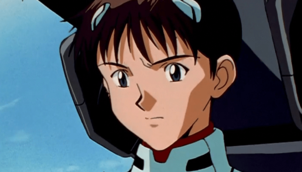 Shinji in una scena di Neon Genesis Evangelion (1995 - 1996) di Hideaki Anno