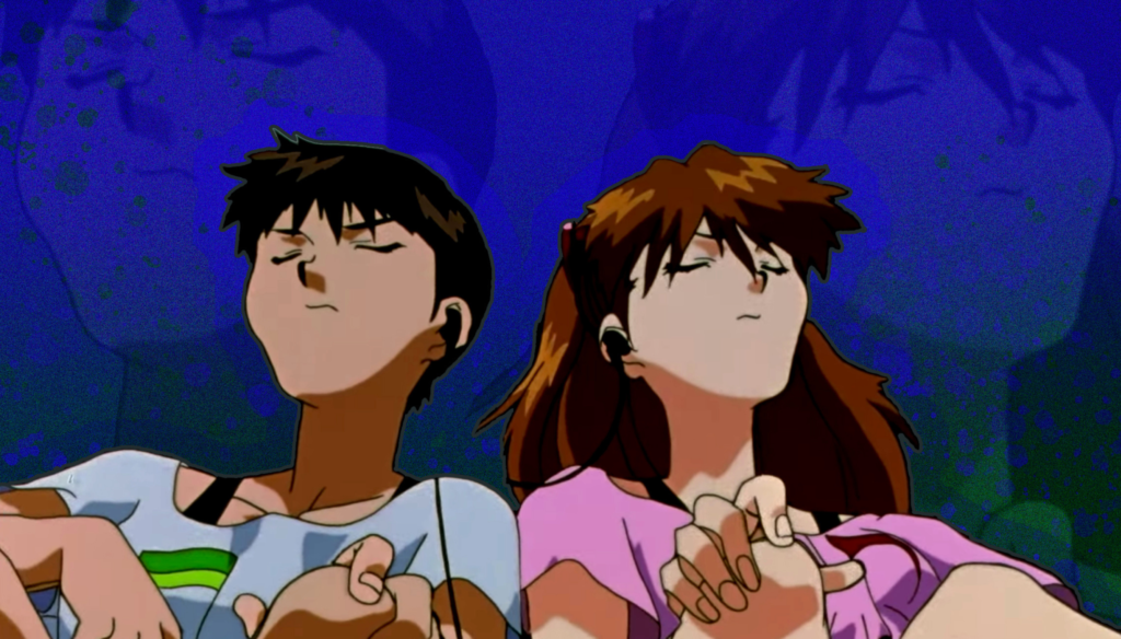Shinji e Asuka in una scena di Neon Genesis Evangelion (1995 - 1996) di Hideaki Anno