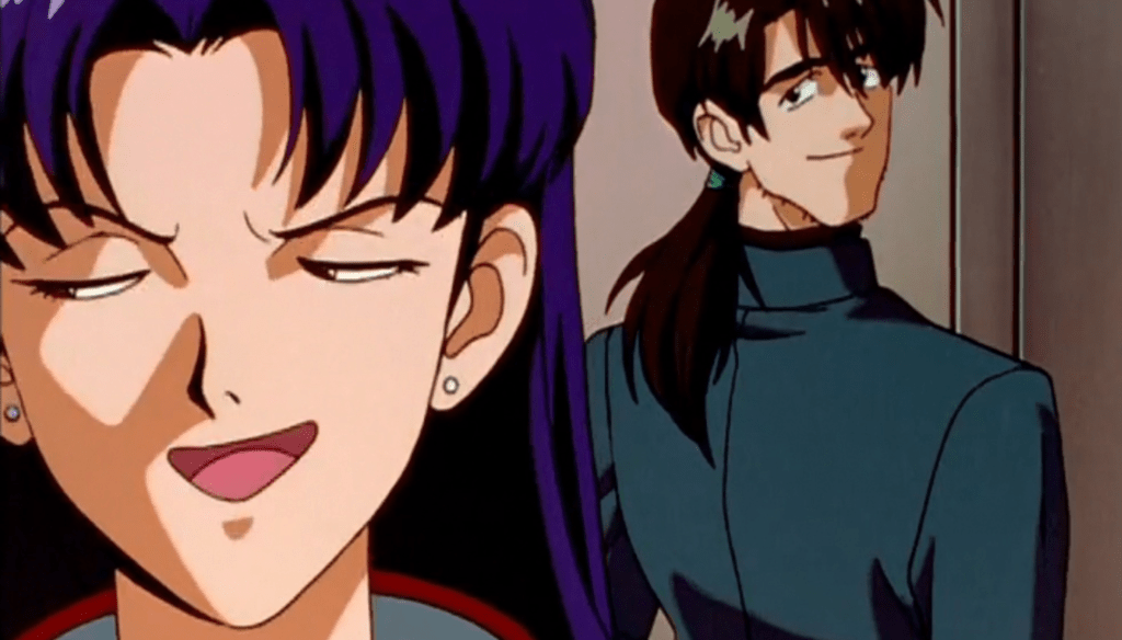 Misato e Ryoji in una scena di Neon Genesis Evangelion (1995 - 1996) di Hideaki Anno