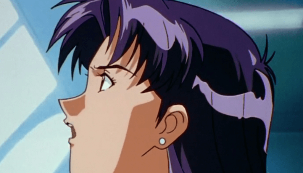 Misato in una scena di Neon Genesis Evangelion (1995 - 1996) di Hideaki Anno