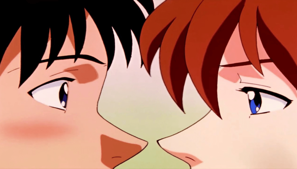 Asuka e Shinji in una scena di Neon Genesis Evangelion (1995 - 1996) di Hideaki Anno