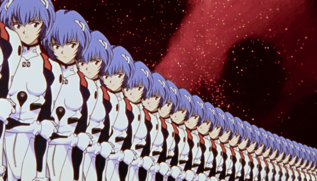 Rei in una scena di Neon Genesis Evangelion (1995 - 1996) di Hideaki Anno