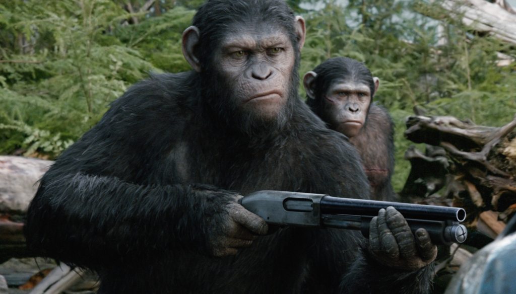 Cesare in una scena di Dawn of the Planet of the Apes (2014) di Matt Reeves
