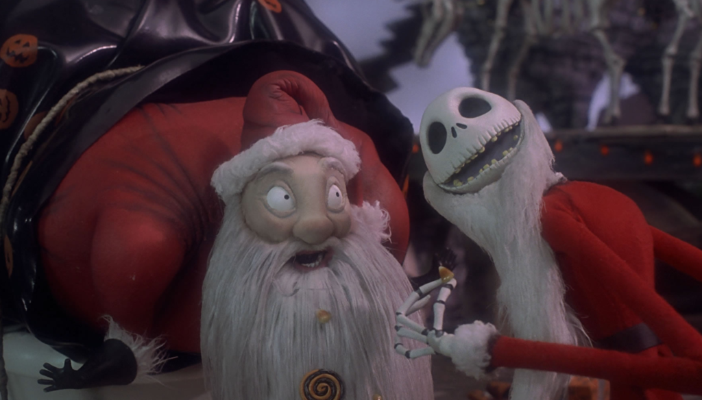 Jack e Babbo Natale in Nightmare Before Christmas (1993) di Henry Selick