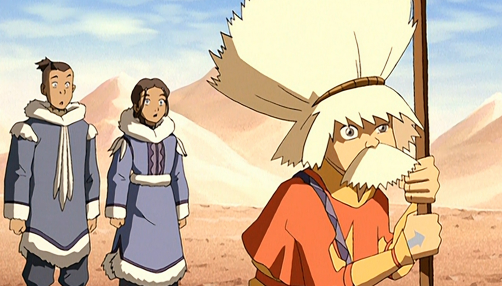 Aang, Sokka, e Katara in una scena di Avatar - La leggenda di Aang (2005-2008) di Michael Dante DiMartino e Bryan Konietzko