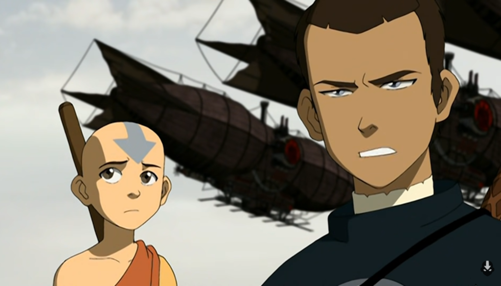 Sokka e Aang in una scena di Avatar - La leggenda di Aang (2005-2008) di Michael Dante DiMartino e Bryan Konietzko