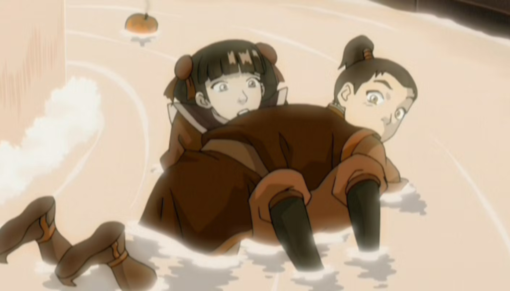 Zuko e Mai da bambini in una scena di Avatar - La leggenda di Aang (2005-2008) di Michael Dante DiMartino e Bryan Konietzko