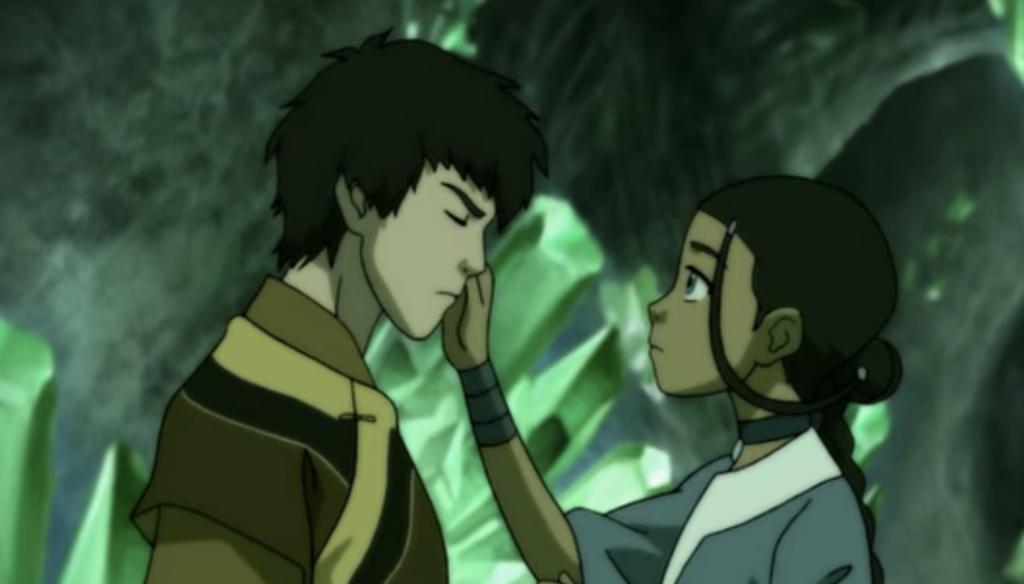 Zuko e Katara in una scena di Avatar - La leggenda di Aang (2005-2008) di Michael Dante DiMartino e Bryan Konietzko