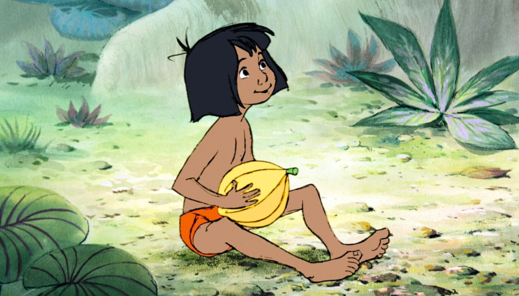 Mowgl in una scena de Il libro della giungla (1967) di Wolfgang Reitherman, il diciannovesimo Classico Disney