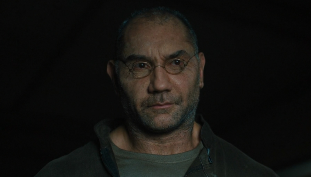 Dave Bautista in una scena di Blade Runner 2049 (2017) di Denis Villeneuve, sequel di Blade Runner con Harrison Ford del 1982