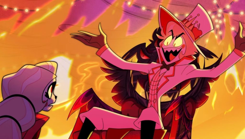 Lucifero in una scena di Hell's greatest dad di Hazbin Hotel (2023 - ...)