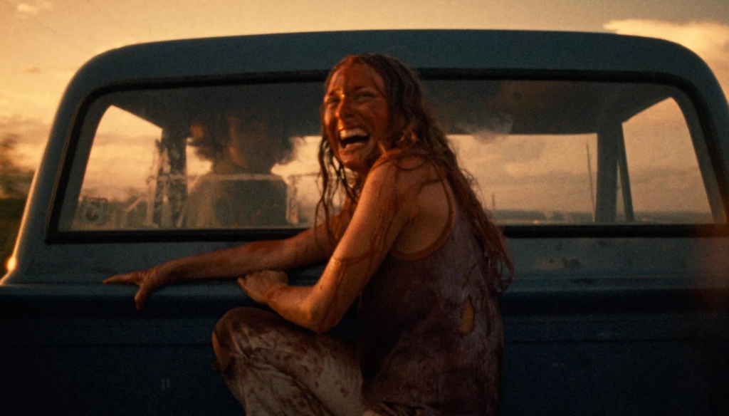 Sally nel finale di in una scena di Non aprite quella porta (1974) di Tobe Hooper