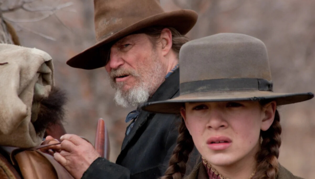 Hailee Steinfeld e Jeff Bridges in una scena di Il Grinta (2010) dei Fratelli Coen